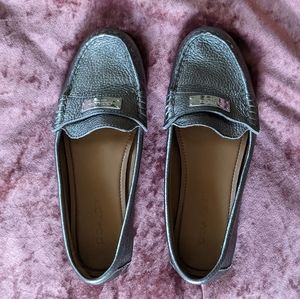 Coach Frederica pewter leather loafers sz 7